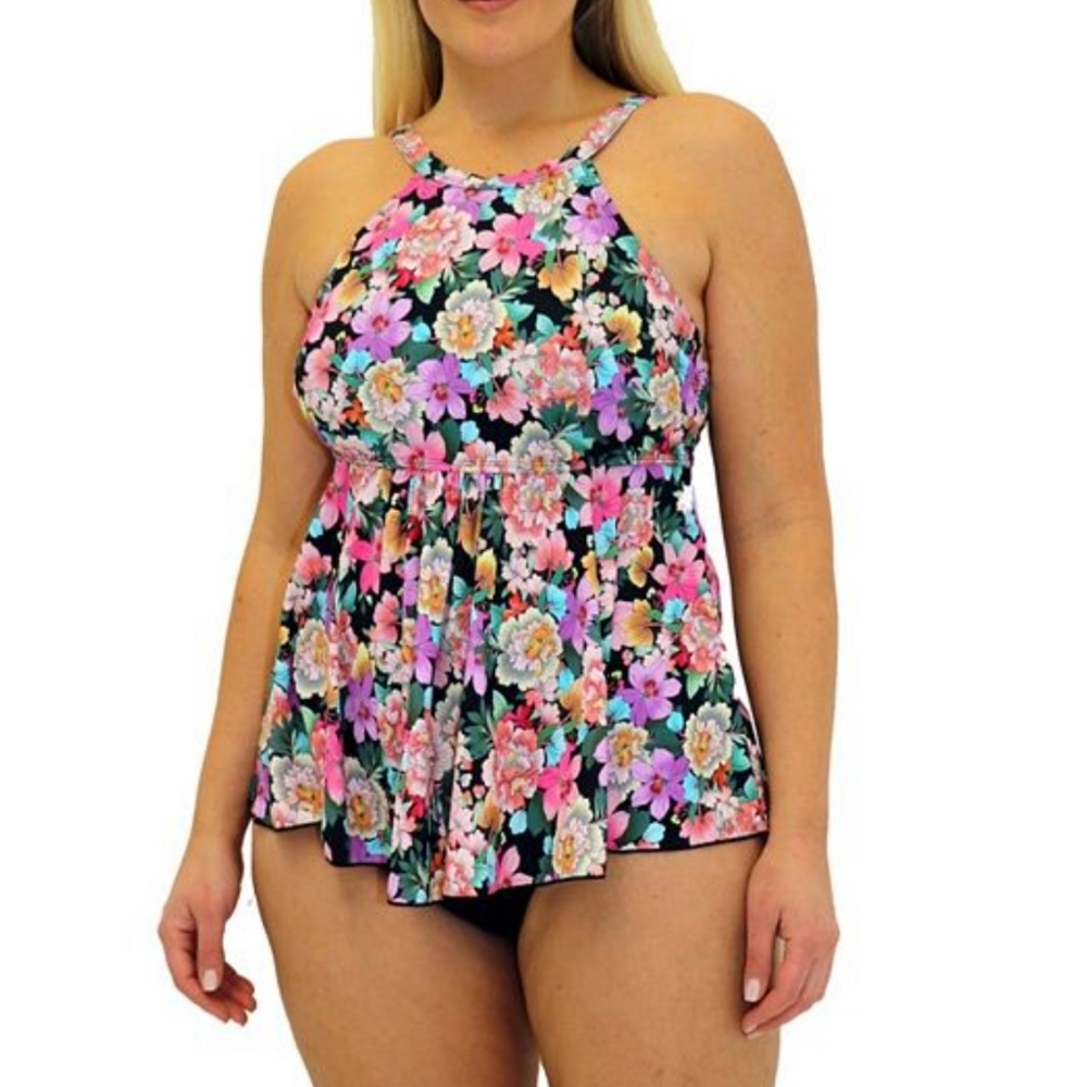 Fit 4u Love Story Flared High Neck Tankini Top